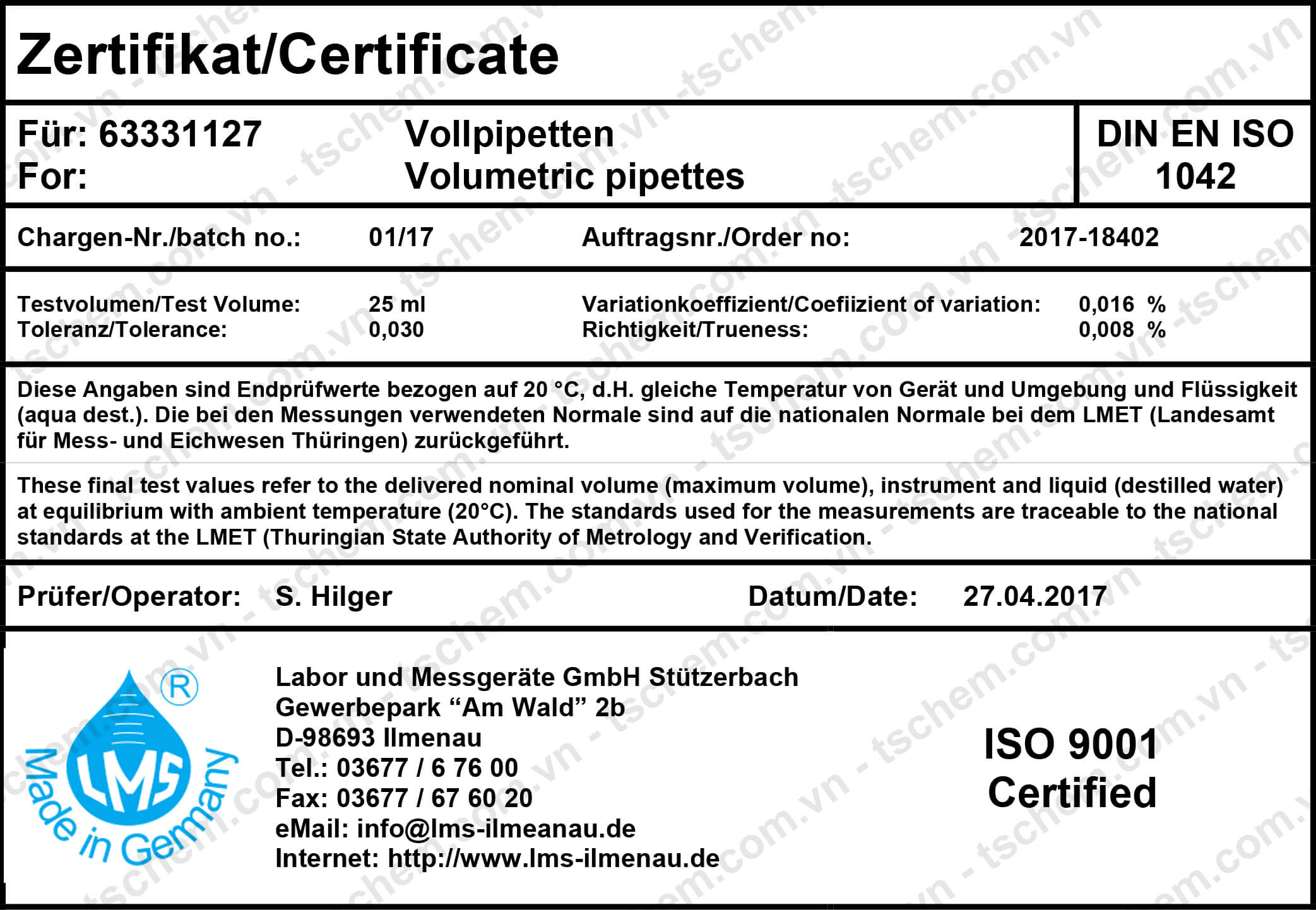 Certificate sản phẩm LMS