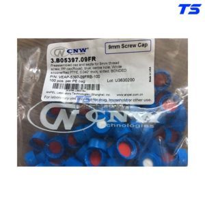Nắp chai Vial 9mm, vặn, xanh, nhựa PP, Silicon/PTFE,