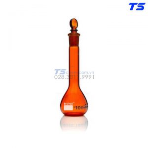 Bình định mức nâu cổ rộng có nắp Polyethylene, chứng nhận từng cái - Biohall
