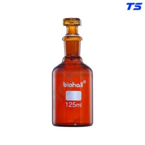 Chai trung tính nâu miệng hẹp, có khớp nối và nút thủy tinh rỗng - Biohall