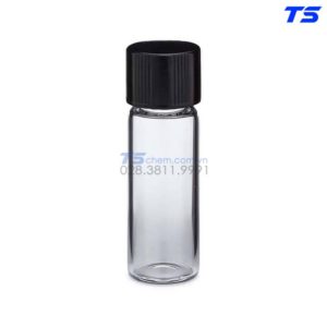 Chai vial trắng, dạng E-C, nắp đen - 22474 - Duran