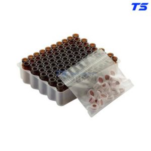 Chai vial nâu 2ML, cổ nhấn, nắp trắng có lỗ - W224623-01 - Duran